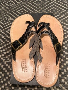Barneys New York Made in Italy Braided Leather Thong Sandal — EU 37 / US 7